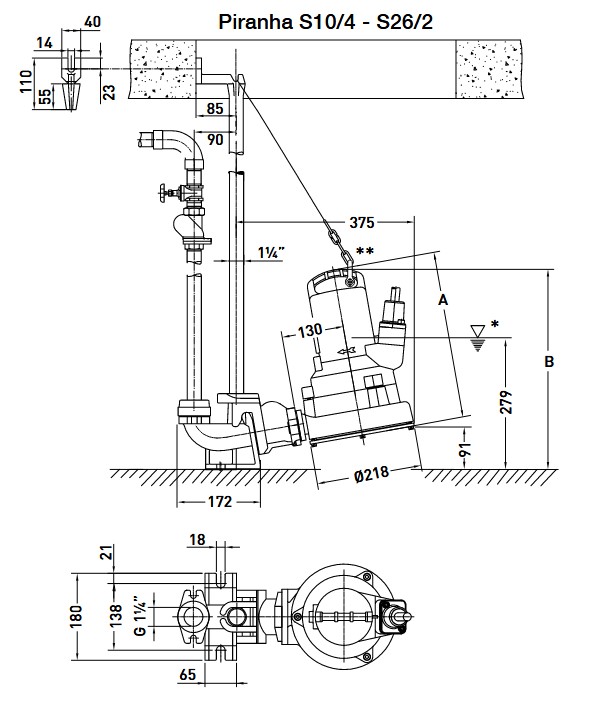 Sulzer ABS Piranha S12/2 – Wymiary
