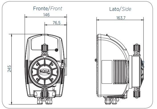 Wymiary pomp dozujących AQUA HC 899: