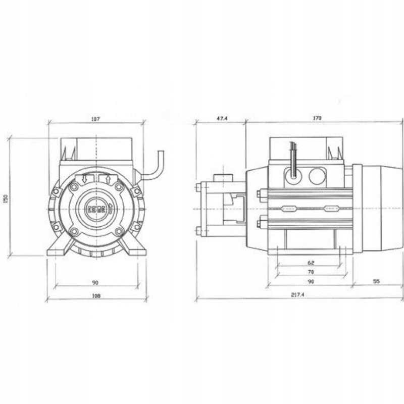 Wymiary pompy MTP 600 CEME