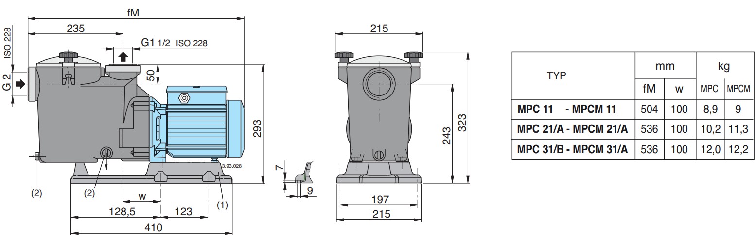 Schemat budowy pomp Calpeda MPC/MPCM: