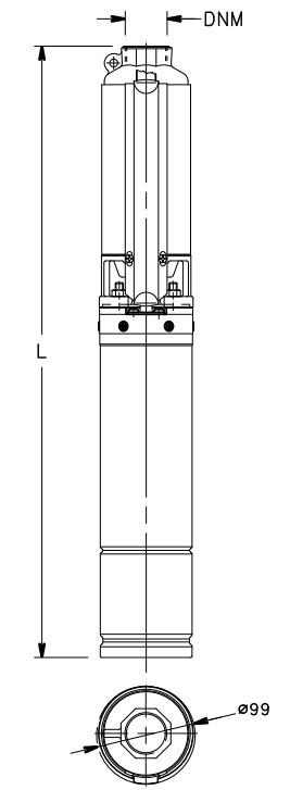 Wymiary pomp Lowara 4GS15T :
