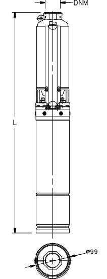 Wymiary pomp Lowara 6GS15M-4OS: