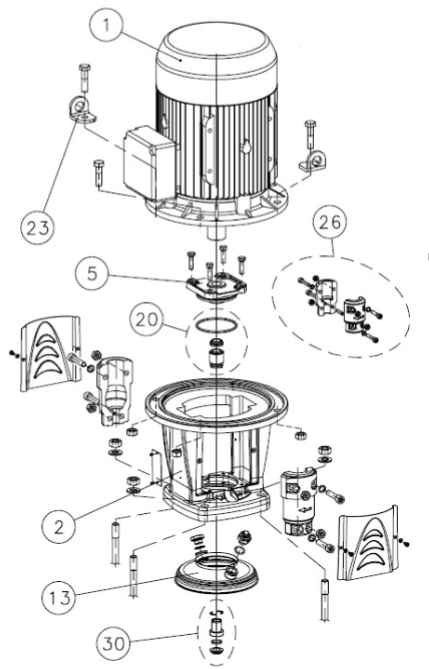 Rysunek części pompy Lowara 15SV17F150T/D