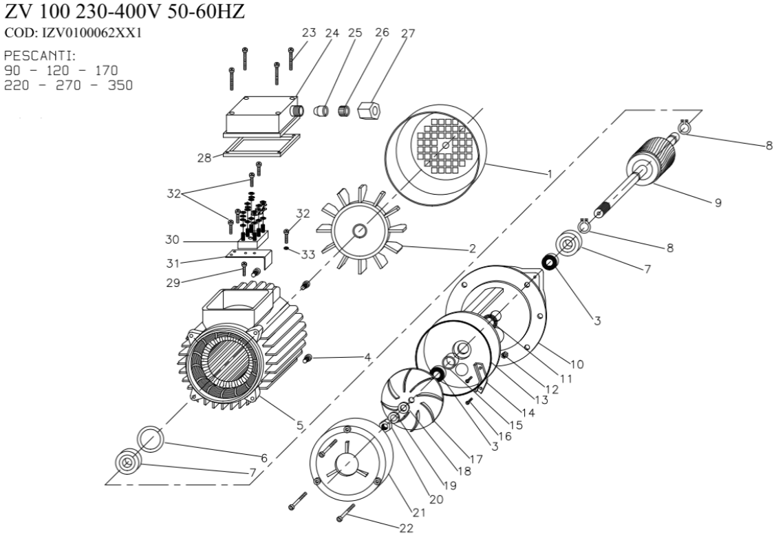 Rysunek części pompy Osip ZV100